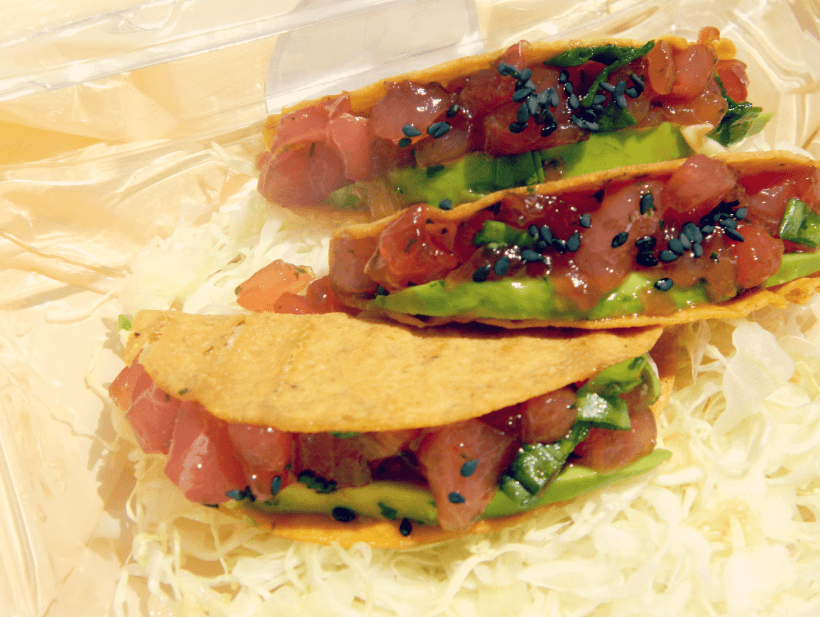 Fresh poke tacos