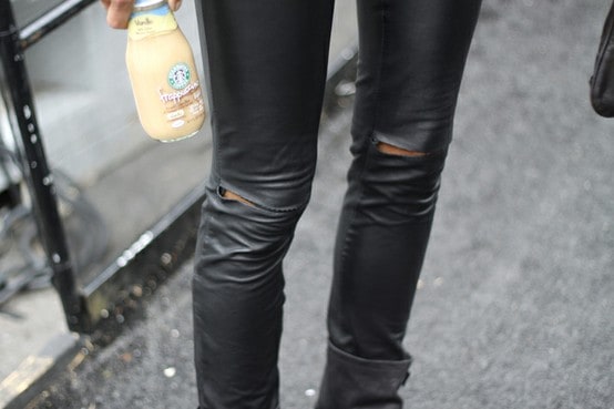 leather pants with slits
