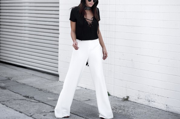 White Wide Leg Trousers